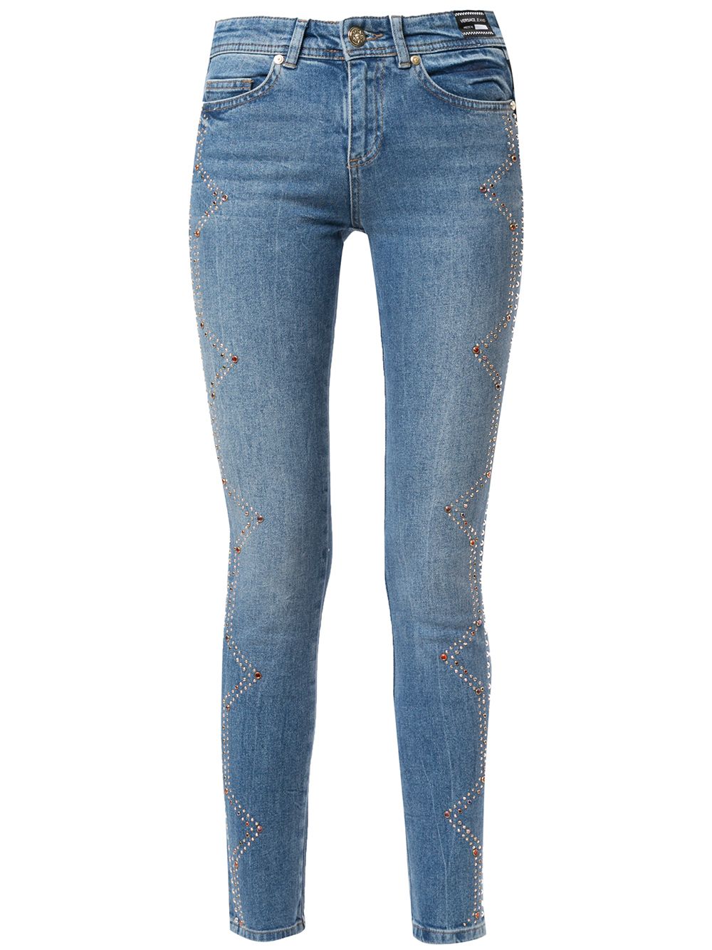 фото Versace jeans couture джинсы скинни с кристаллами