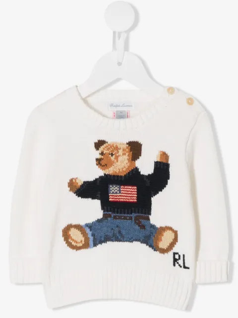 POLO RALPH LAUREN KIDS كنزة مطرزة بدب