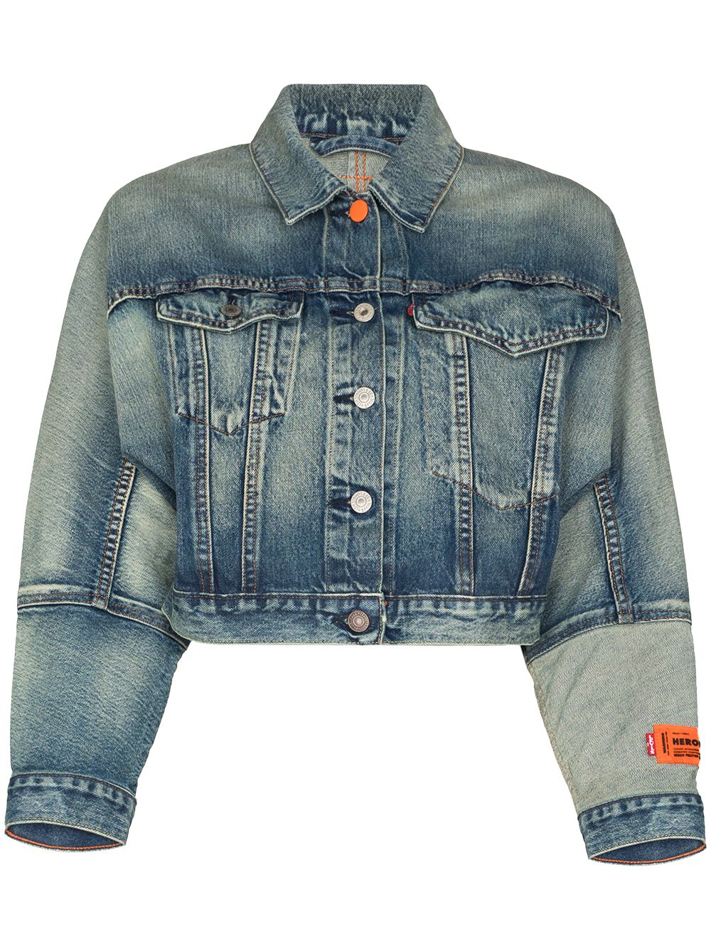 Shop Heron Preston X Levi's Cropped Denim Jacket In Blue