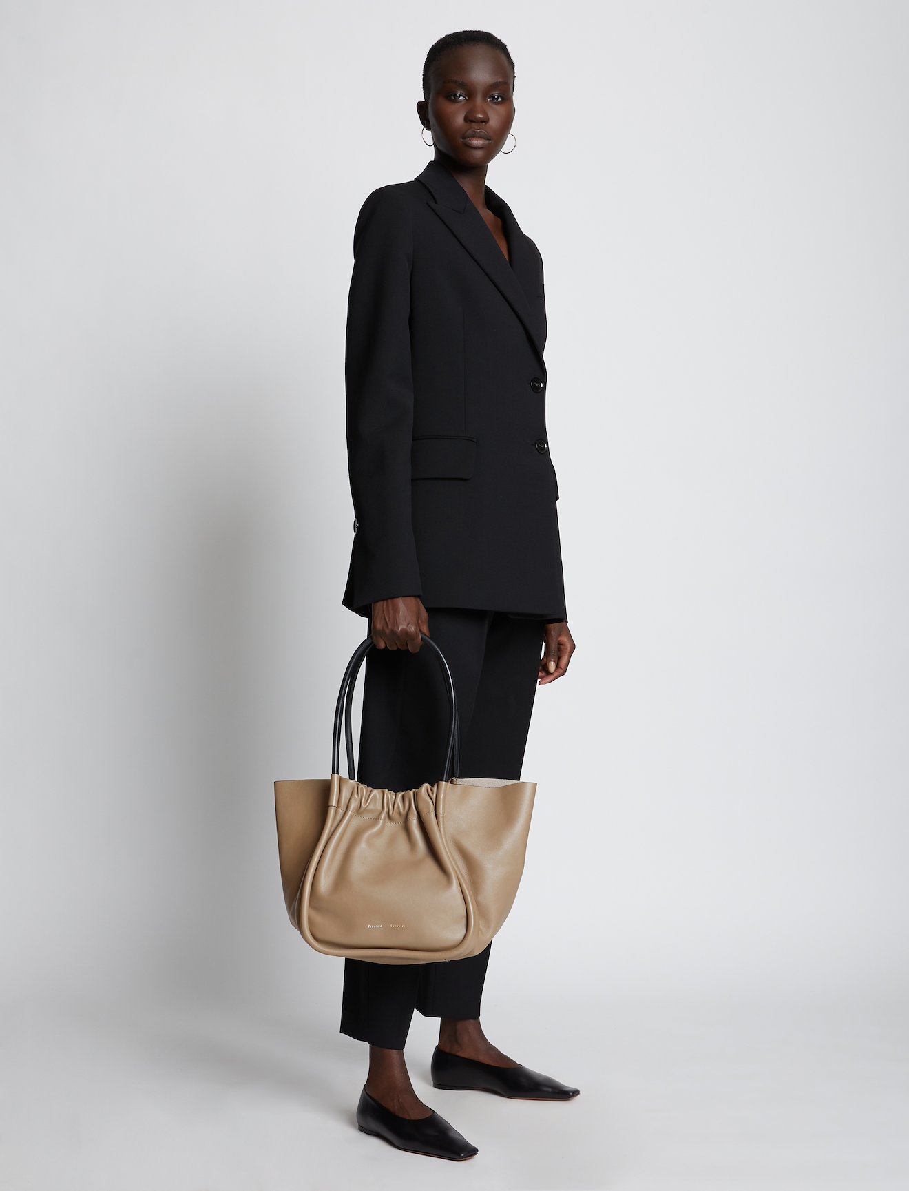 Large Ruched Tote in light taupe neutrals | Proenza Schouler