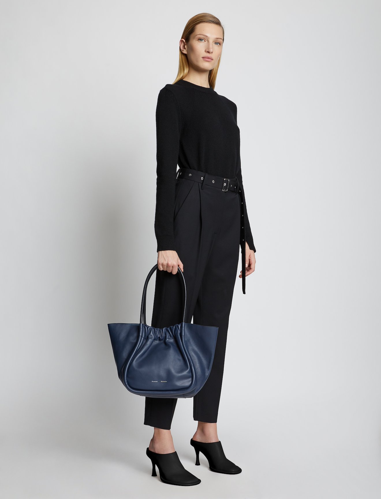 Large Ruched Tote in navy | Proenza Schouler