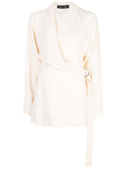 Proenza Schouler crepe long sleeve wrap top Women