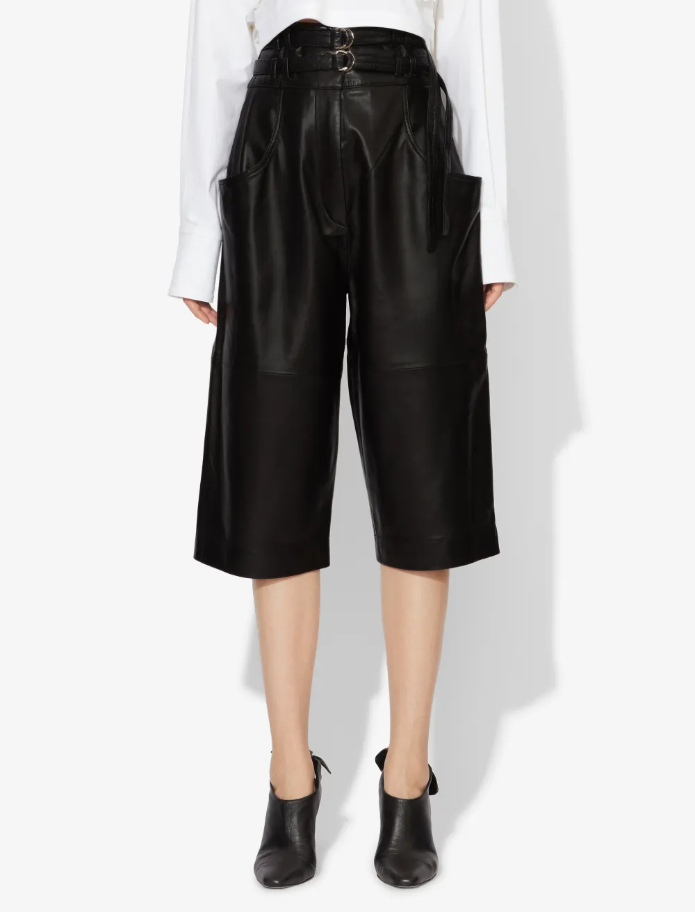 Image of Proenza Schouler Belted Leather Shorts black