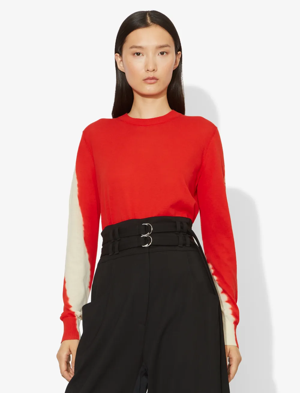 Image of Proenza Schouler Tie Dye Crewneck Knit Top poppy/ecru/orange S