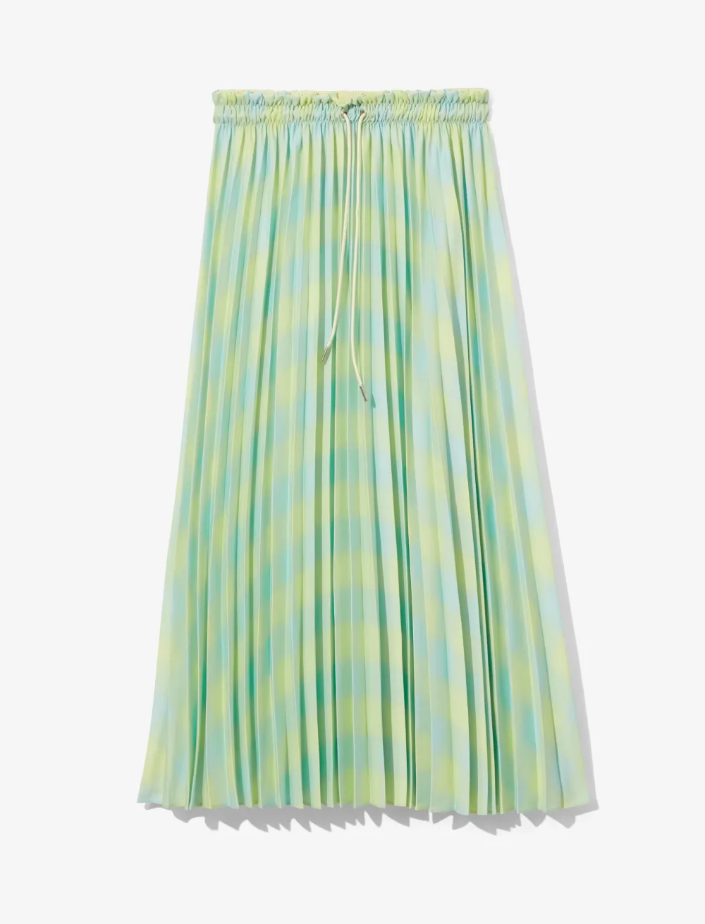 Image of Proenza Schouler White Label Diffused Gingham Georgette Pleated Skirt shdwlime/blglss diff ging/green M