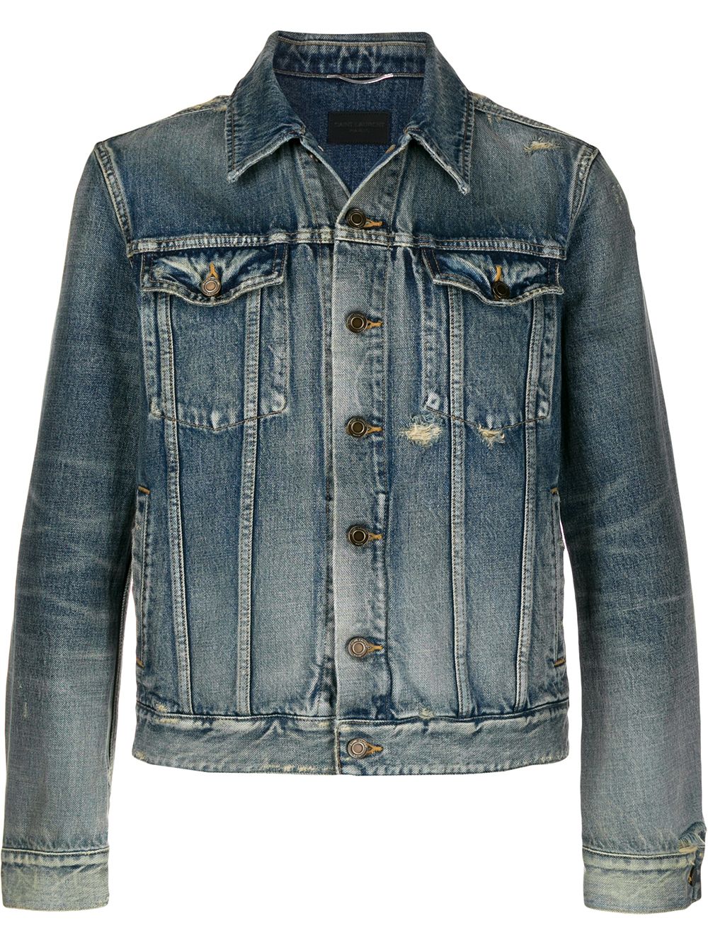 фото Saint Laurent джинсовая куртка с эффектом потертости