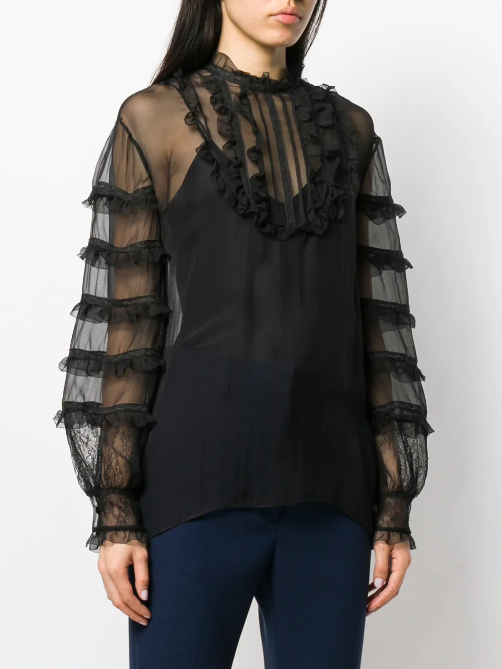 Valentino Garavani Doorzichtige blouse Zwart