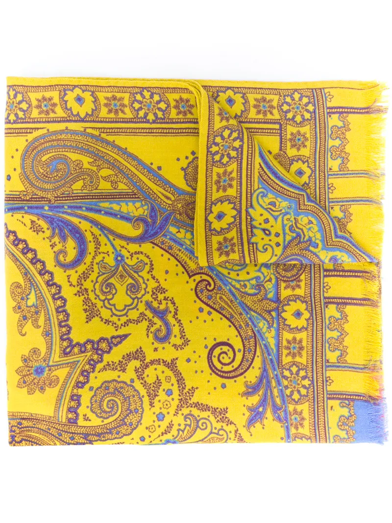 Etro Paisley Print Scarf Yellow Modesens