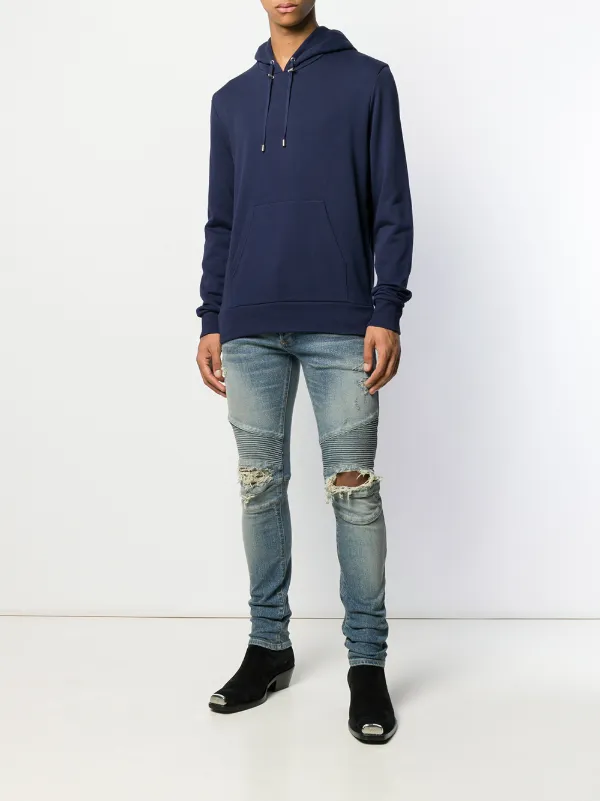 slim fit destroyed jeans