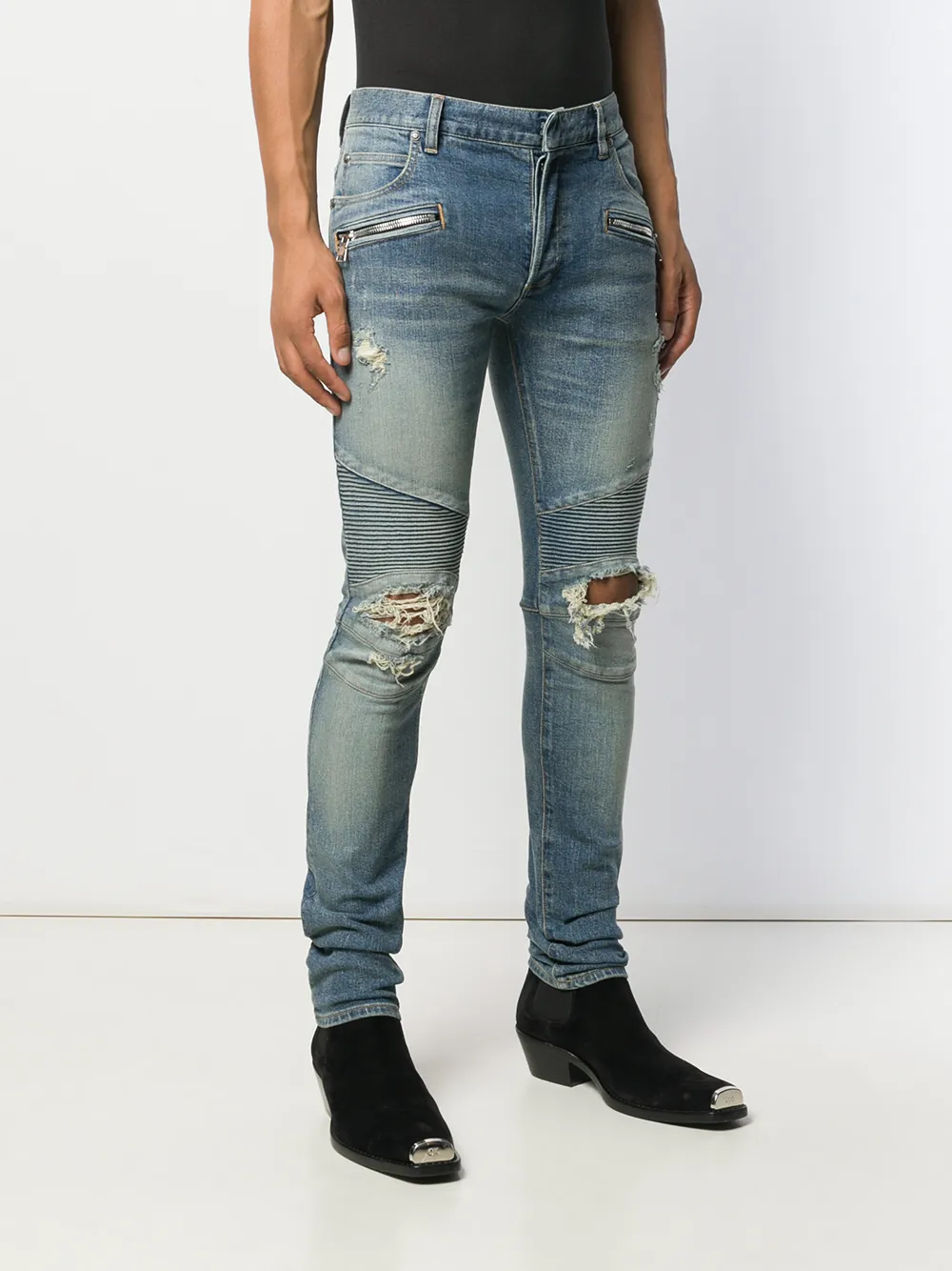 Balmain Gescheurde jeans Blauw