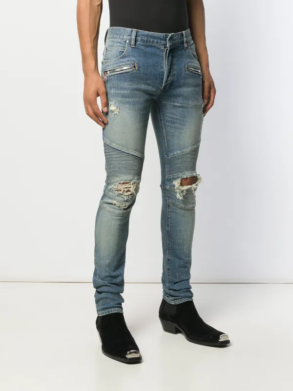 Balmain slim-fit Ripped Jeans Blue FARFETCH PH