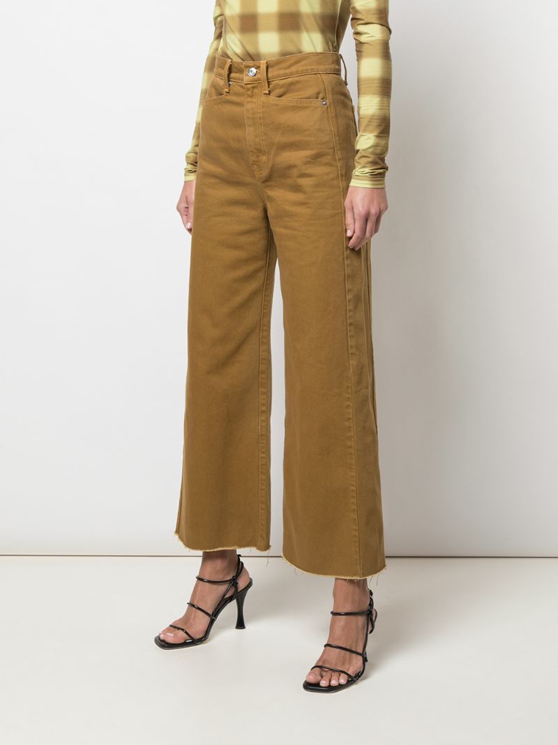 Shop Proenza Schouler White Label Wide Leg Crop In Brown