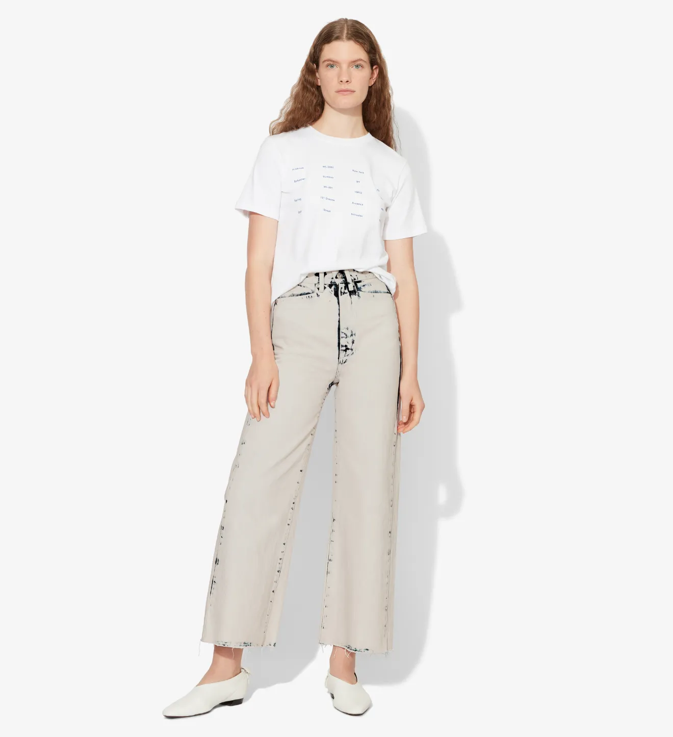 Bleached Wide Leg Crop Jeans in white 