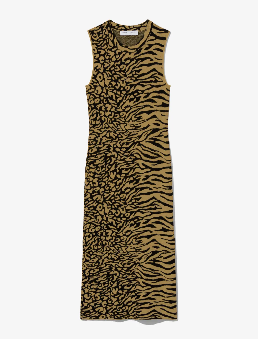 Image of Proenza Schouler White Label Animal Jacquard Sleeveless Dress fatigue/black/green XS