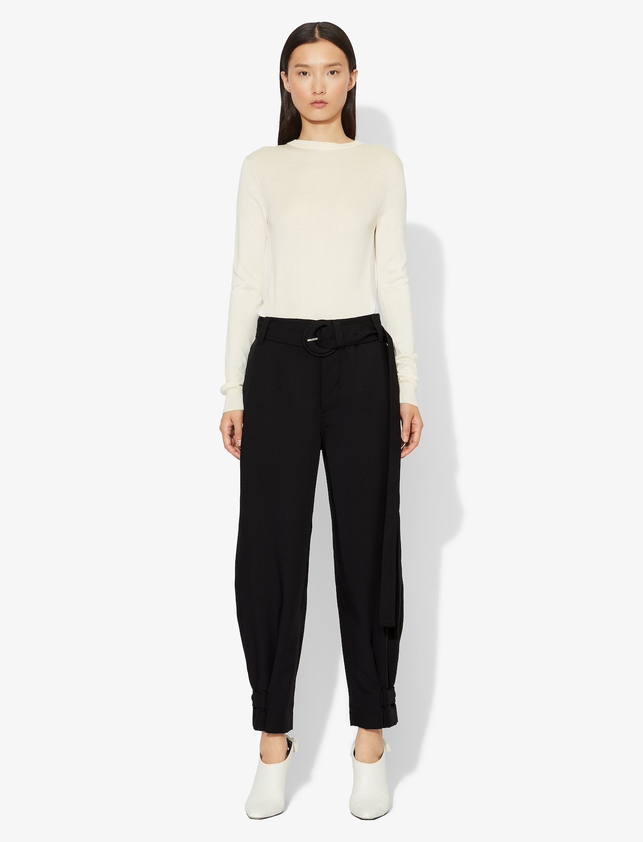 Rumpled Pique Belted Pants #1
