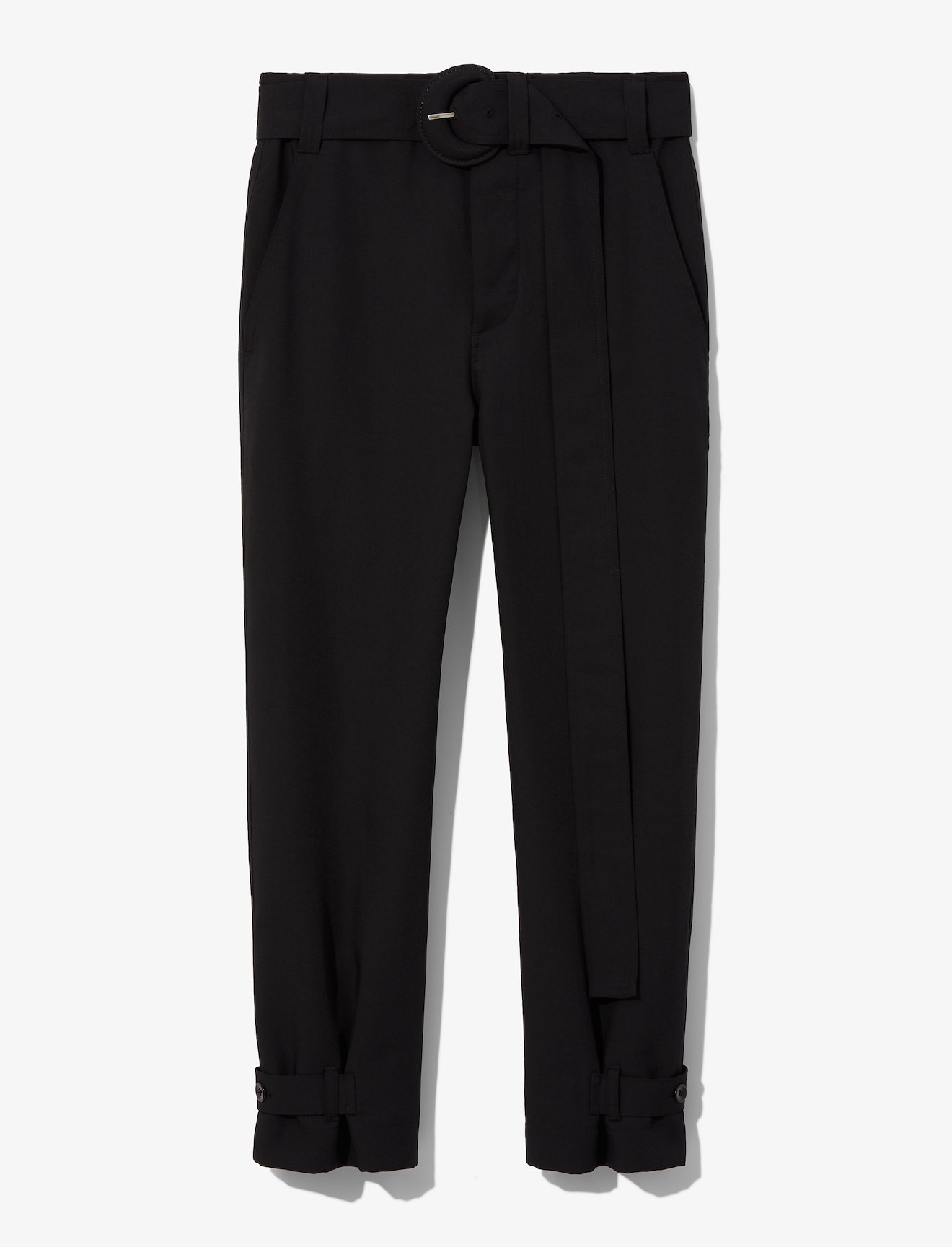 Rumpled Pique Belted Pants in black | Proenza Schouler