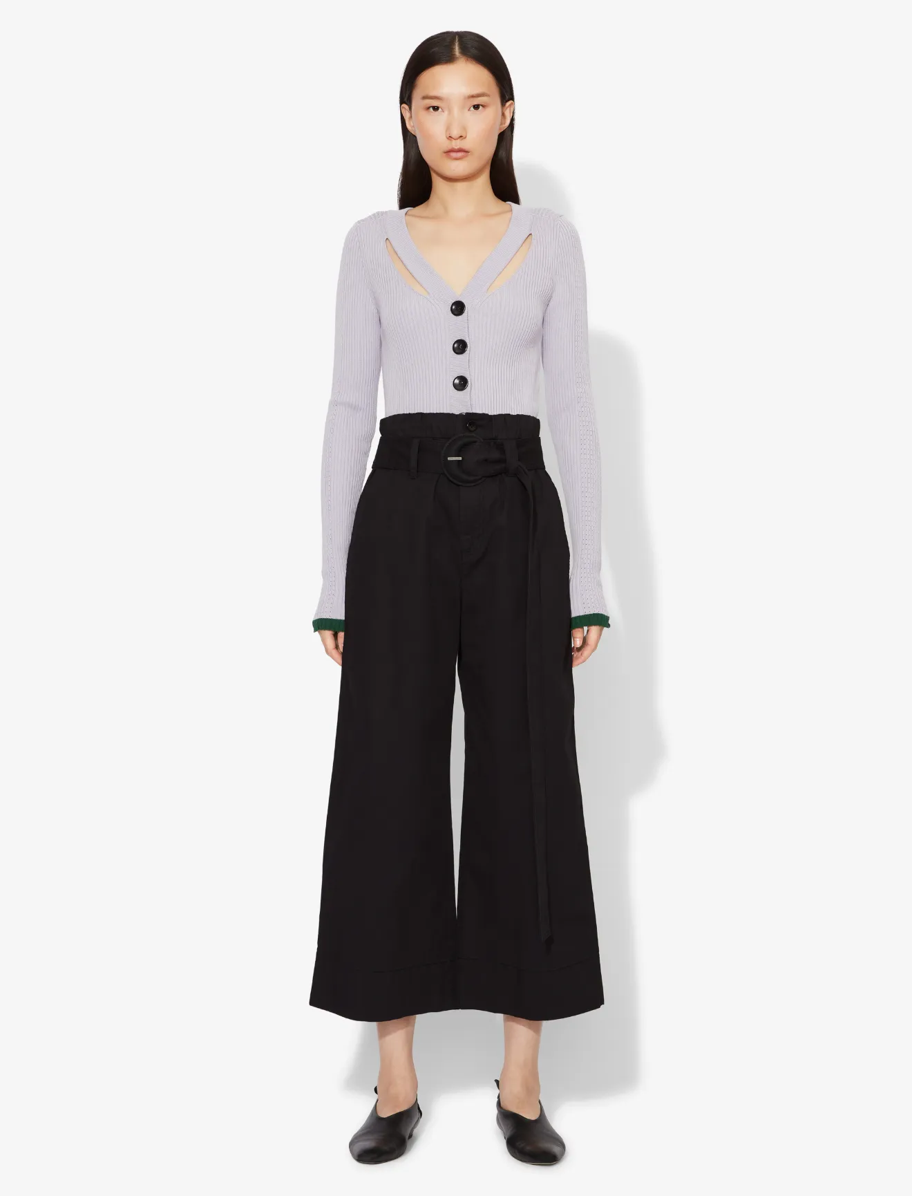 Cotton Paper Bag Pants in black 