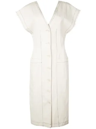 white linen short sleeve dress