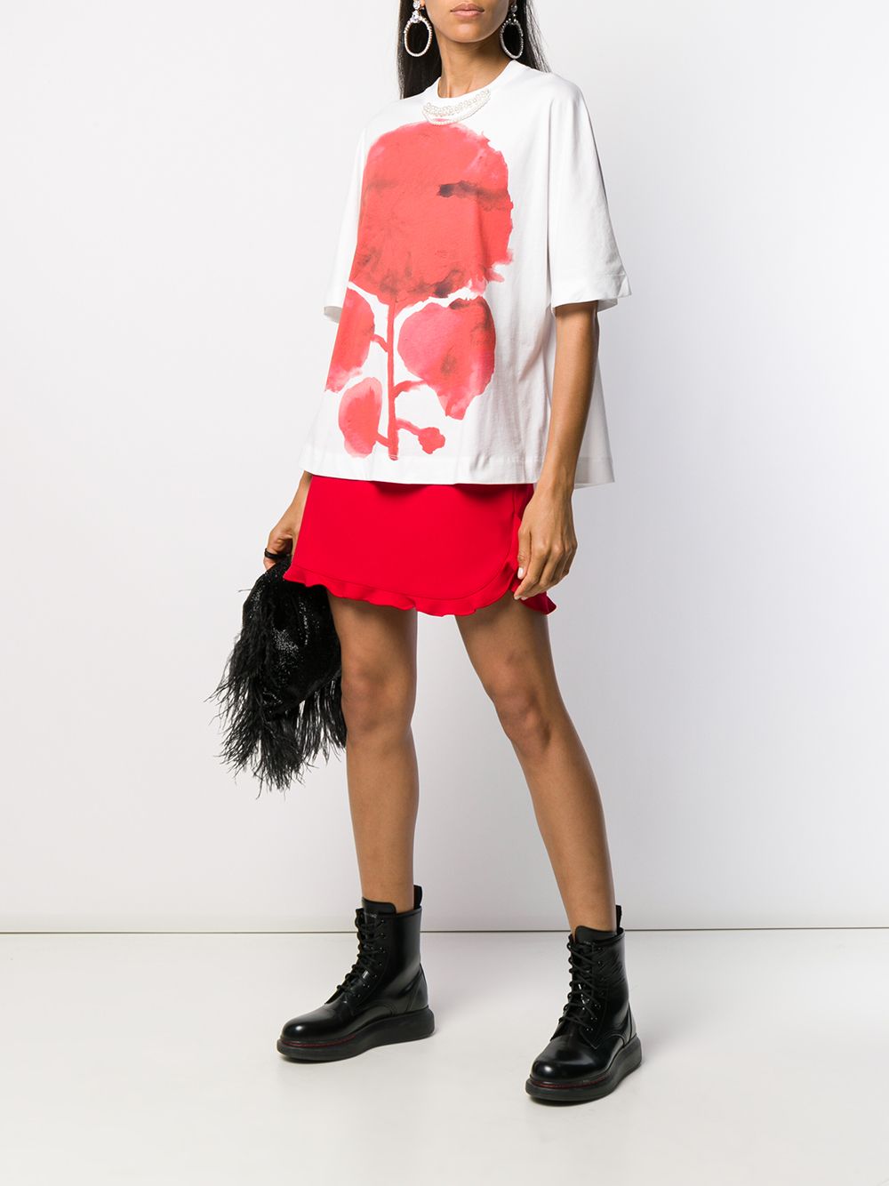 фото Simone rocha футболка с цветочным принтом и искусственным жемчугом
