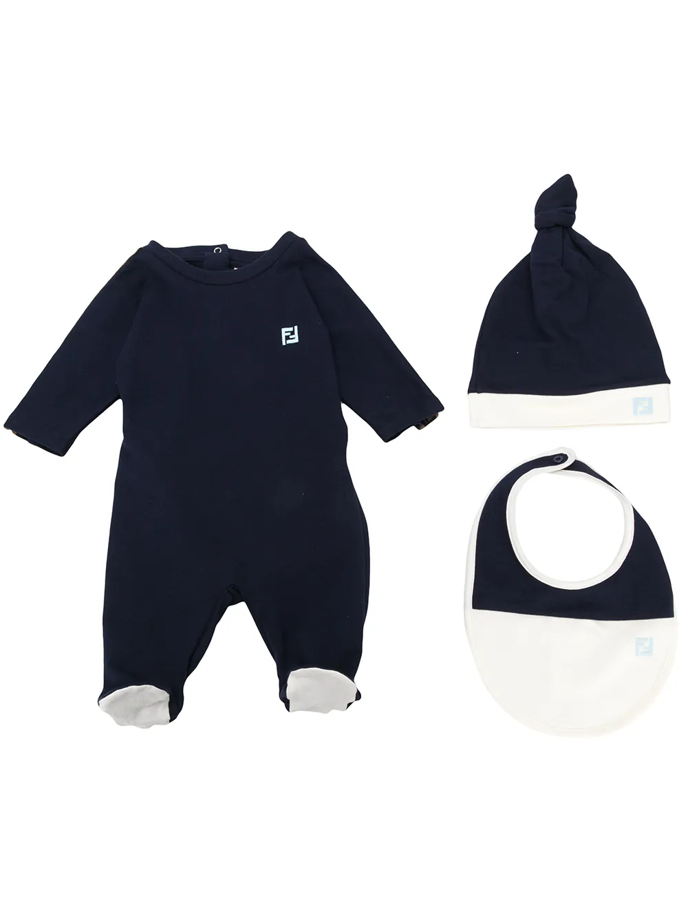 Fendi Kids комплект из пижамы, нагрудника и шапки Fendi Kids комплект из пижамы, нагрудника и шапки