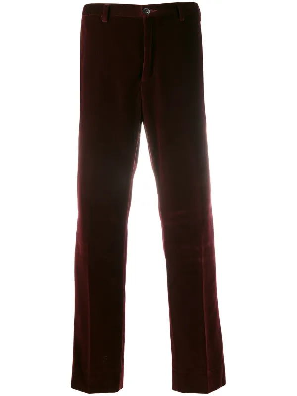 straight leg velour trousers