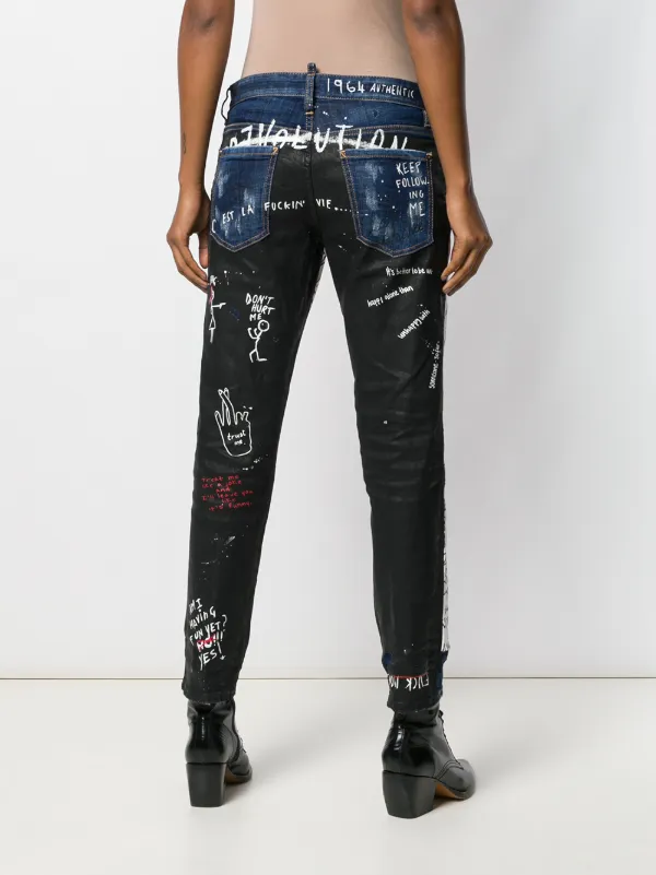 DSQUARED2 Handwriting Print Jeans | Blue | FARFETCH