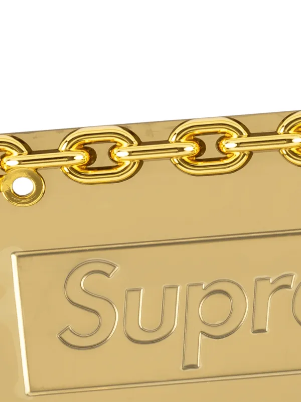 supreme chain license plate frame gold