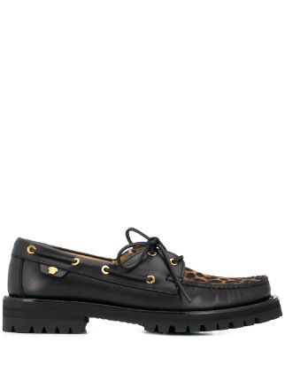 Versace Animalier Motif Boat Shoes 