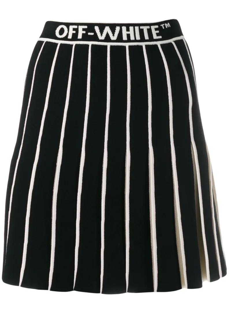 OFF-WHITE OFF-WHITE STRIPED PLEATED KNIT SKIRT - SCHWARZ