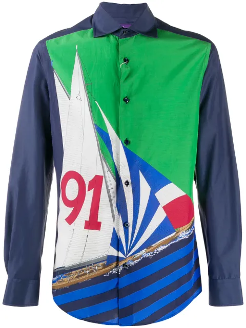 Ralph Lauren Purple Label graphic nautical print shirt
