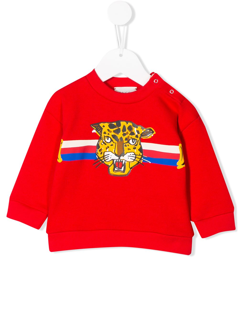 фото Gucci Kids толстовка в полоску с леопардовым принтом