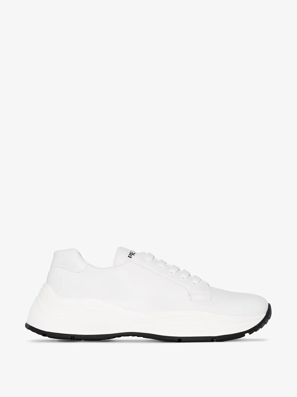 PRADA PRADA WHITE LOGO PRINT LOW TOP SNEAKERS,4E34573A6F14296150