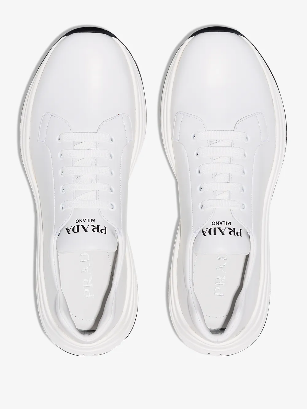 PRADA PRADA WHITE LOGO PRINT LOW TOP SNEAKERS,4E34573A6F14296150