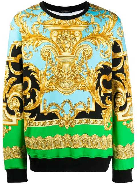 Click to view more detailed imagery on our partner's website Versace Heritage Print Cotton Jersey Sweatshirt In Blue
