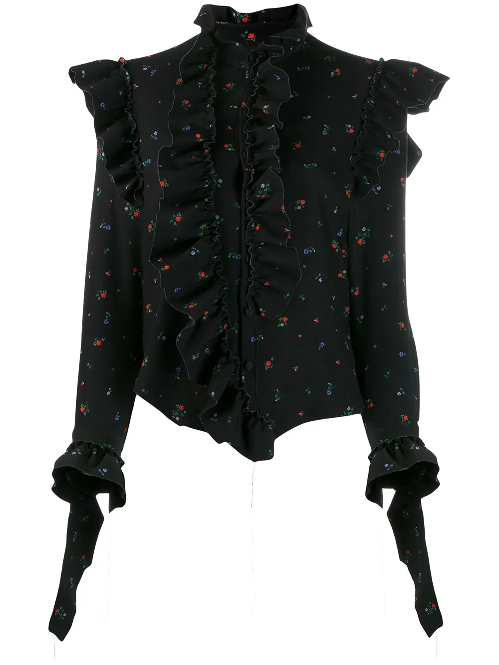 VETEMENTS Camicia a fiori con ruches - Nero