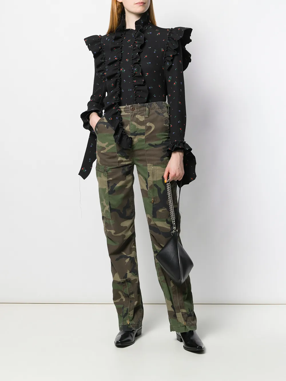 VETEMENTS Shirt met ruche - Zwart