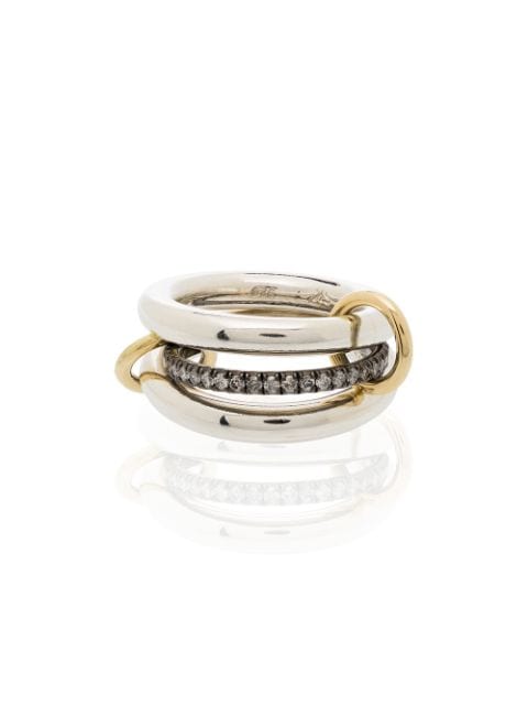 Spinelli Kilcollin 18K黄金纯银 Libra Noir 铑钻石链式戒指