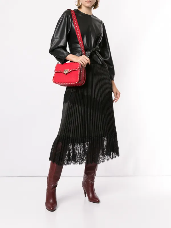 Valentino Garavani プリーツ レーススカート | ブラック