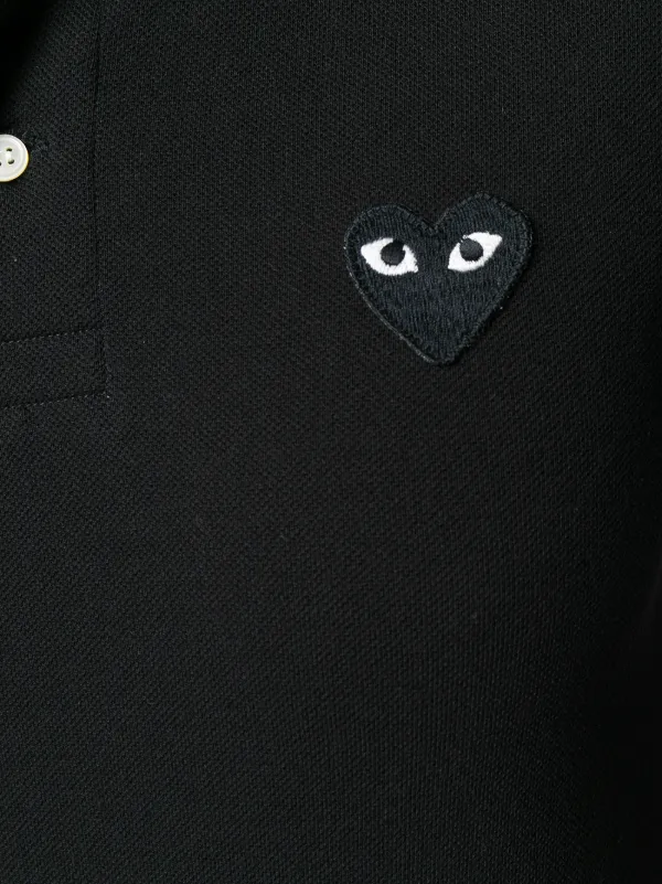 Comme Des Garçons Play Embroidered Heart Polo Shirt | Black