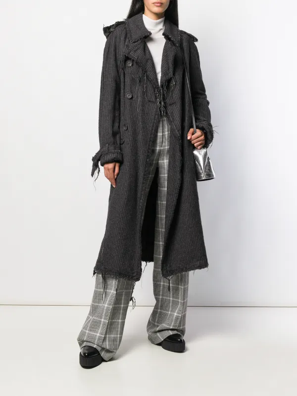 Junya Watanabe Comme Des Garçons Pre-Owned Pinstripe Frayed Trench