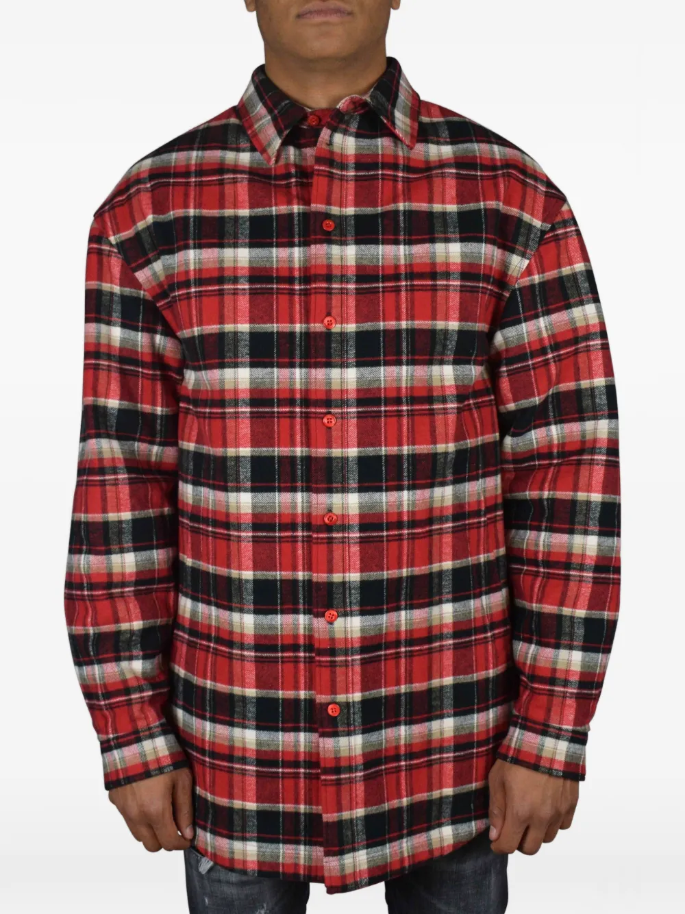  Balenciaga Gefüttertes Karohemd   Rot 