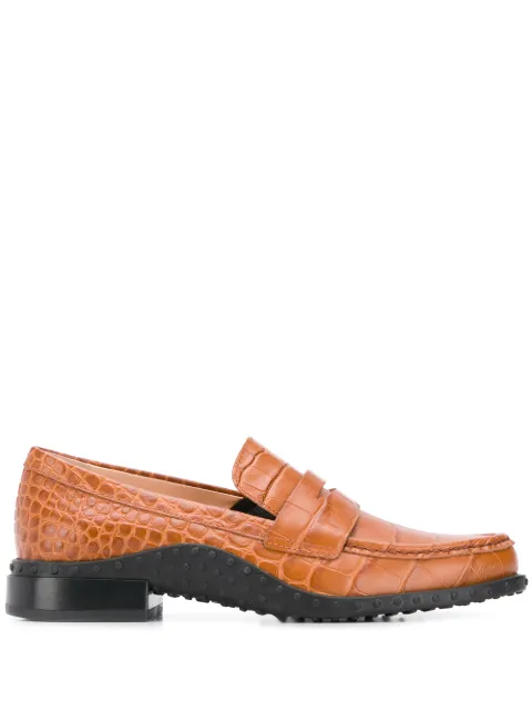 Click to view more detailed imagery on our partner's website Tod's Croc-effect Leather Loafers In Neutrals