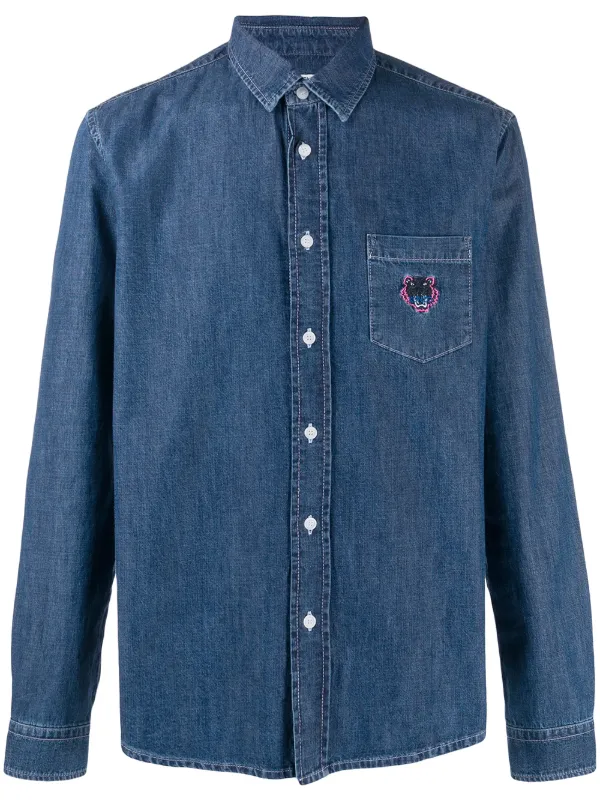 Kenzo Embroidered Tiger Denim Shirt 