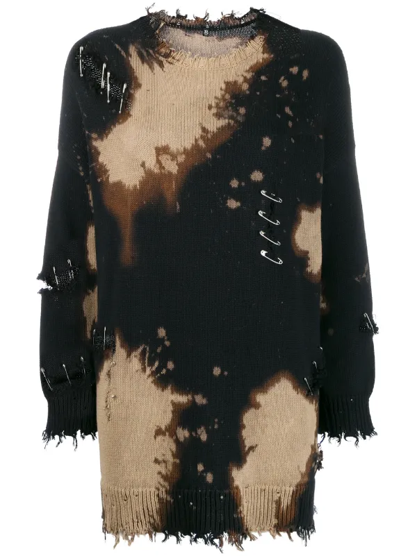 R13 distressed sweater with safety pins 