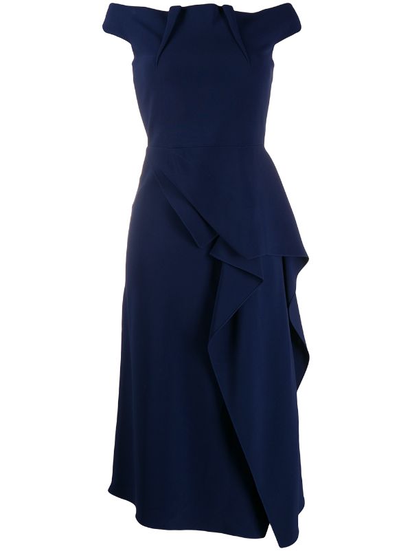 Shop Blue Roland Mouret Arch Dress With Express Delivery Farfetch