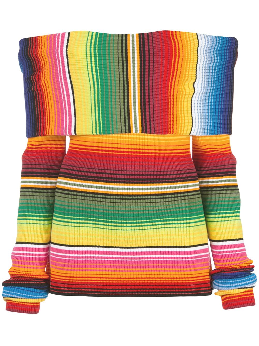 Carolina Herrera Off-the-shoulder Striped Knitted Top In Multicolour