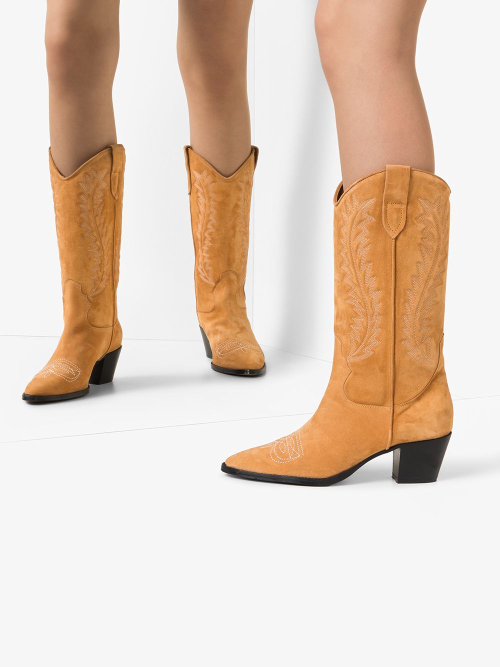 фото Paris texas tan 55 embroidered suede cowboy boots