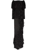 Balmain off-the-shoulder ruffled polka-dot gown - Black