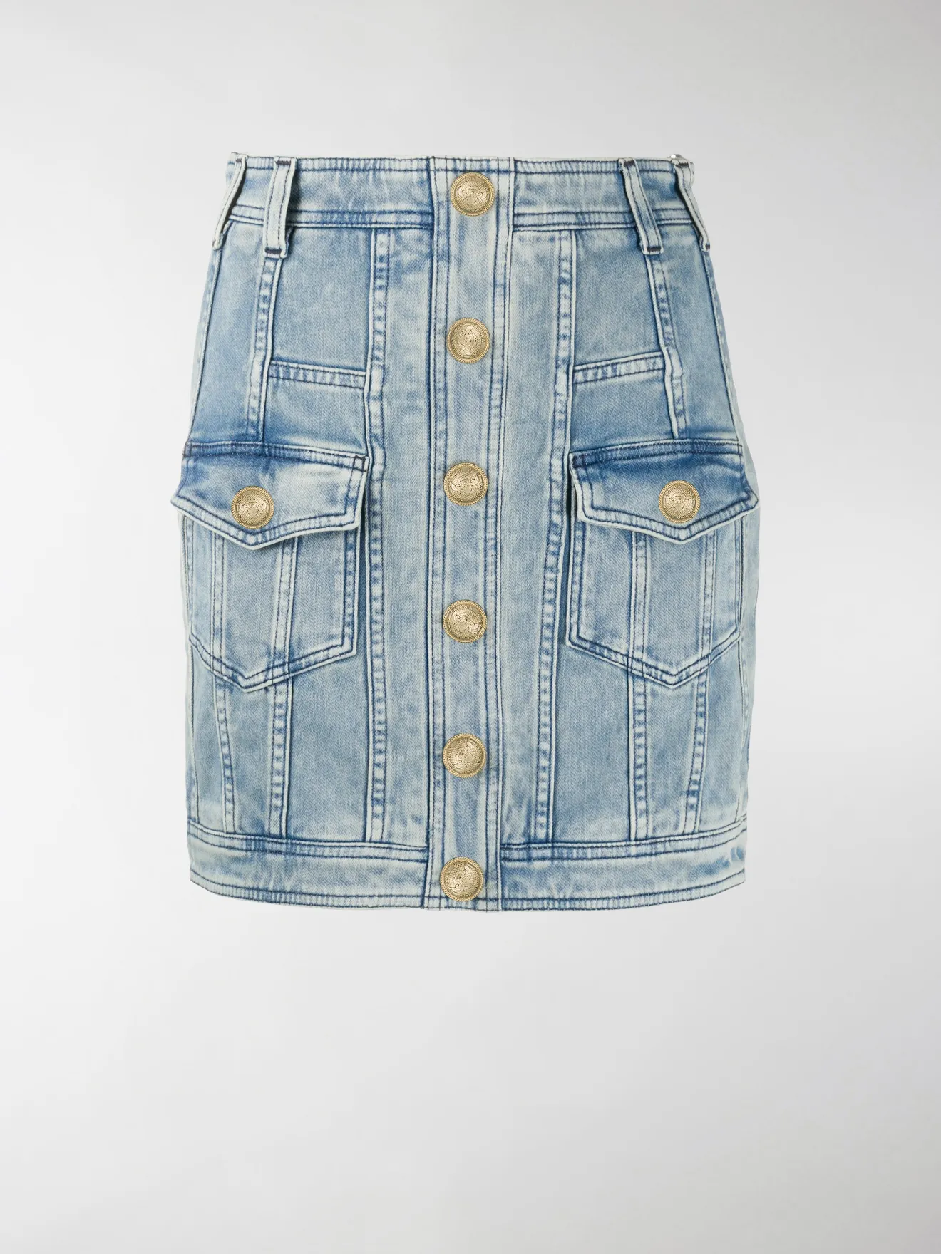 Balmain buttoned denim mini skirt blue 