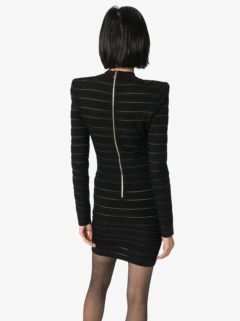 BALMAIN LOGO STRIPE MINI DRESS,TF16202K03114307653